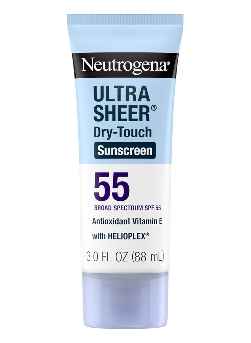 Neutrogena Neutrogena Ultra Sheer Dry-Touch Sunscreen Lotion, Broad Spectrum SPF 55 UVA/UVB Protection, Oxybenzone-Free, Light, Water Resistant, Non-Comedogenic & Non-Greasy, Travel Size, 3 fl. oz - Image 1