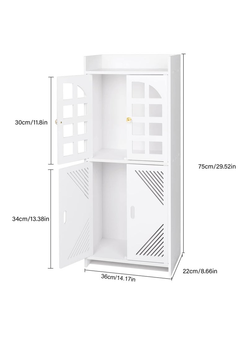 نوايوو خزانة تخزين الحمام مع باب ورفوف، خزانة أرضية صغيرة قائمة بذاتها مقاومة للماء للحمام وغرفة المعيشة وغرفة الطعام - Image 3