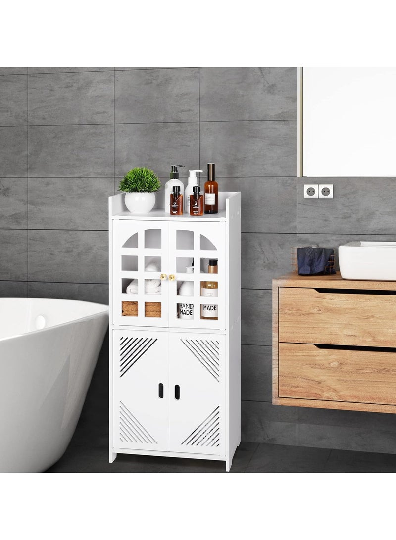 نوايوو خزانة تخزين الحمام مع باب ورفوف، خزانة أرضية صغيرة قائمة بذاتها مقاومة للماء للحمام وغرفة المعيشة وغرفة الطعام - Image 4