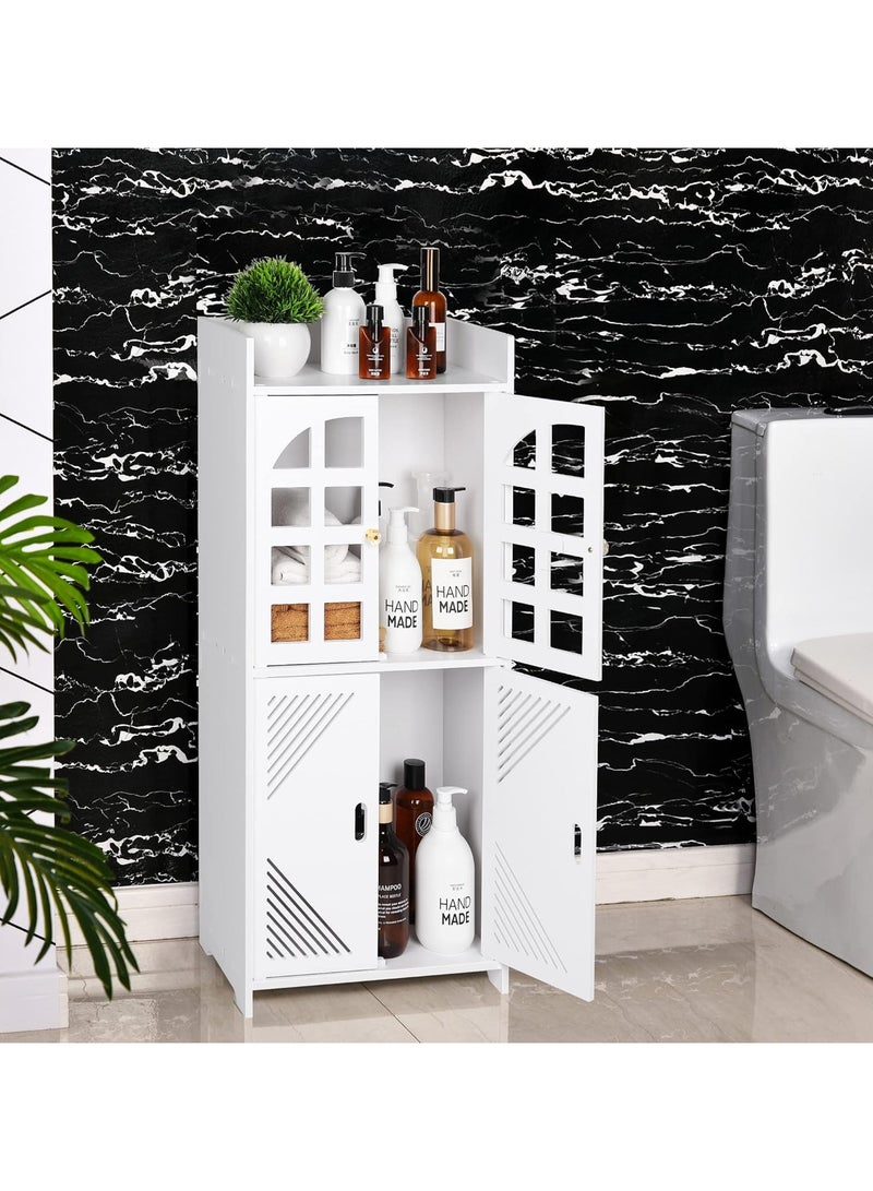 نوايوو خزانة تخزين الحمام مع باب ورفوف، خزانة أرضية صغيرة قائمة بذاتها مقاومة للماء للحمام وغرفة المعيشة وغرفة الطعام - Image 2