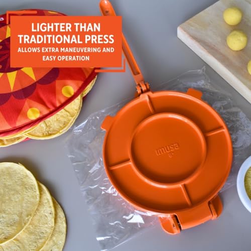 IMUSA USA Aluminum Tortilla Press 8-Inch, Orange - Image 5