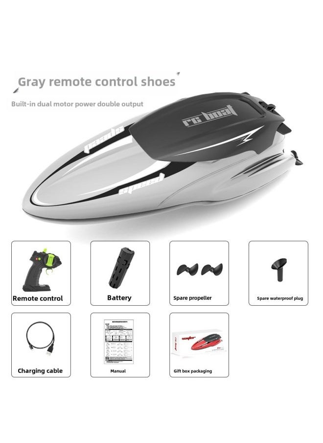 Domestic Sales Of Remote Control Boat Rechargeable Long Endurance Remote Control 2.4g Wireless Speedboat Model Water Children's Mini-Color:TY1 Gray ]-Specifications:Color Box Packaging]  - Image 1
