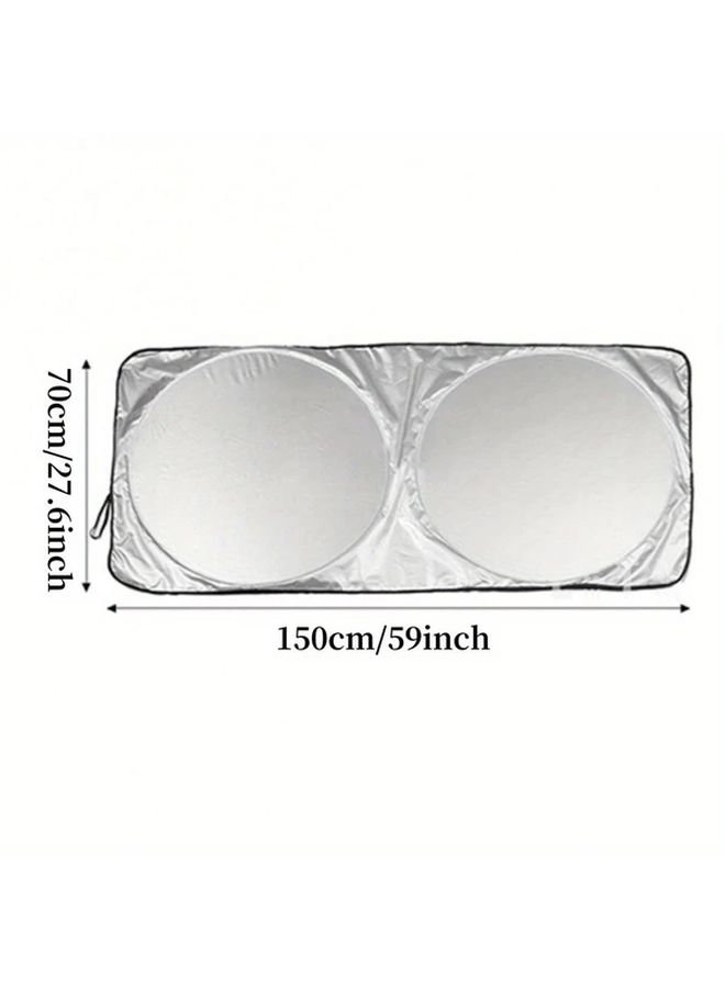 Foldable Universal Car Sunshade Front Windshield Visor Silvery PVC Material Sun Protection - Image 2