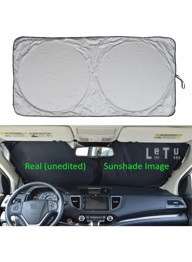 Foldable Universal Car Sunshade Front Windshield Visor Silvery PVC Material Sun Protection - Image 1