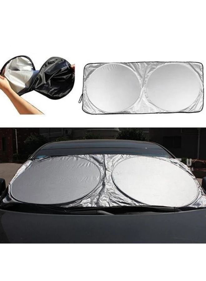 Foldable Universal Car Sunshade Front Windshield Visor Silvery PVC Material Sun Protection - Image 3