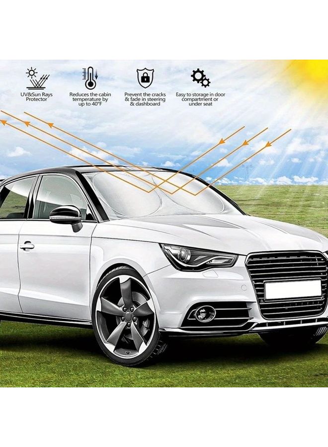 Foldable Universal Car Sunshade Front Windshield Visor Silvery PVC Material Sun Protection - Image 5