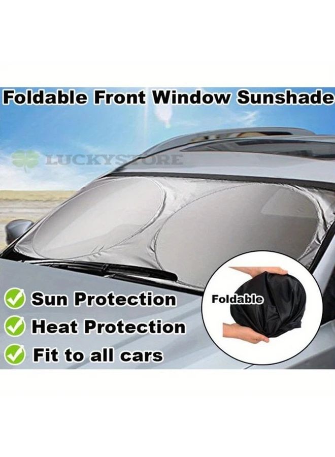 Foldable Universal Car Sunshade Front Windshield Visor Silvery PVC Material Sun Protection - Image 4