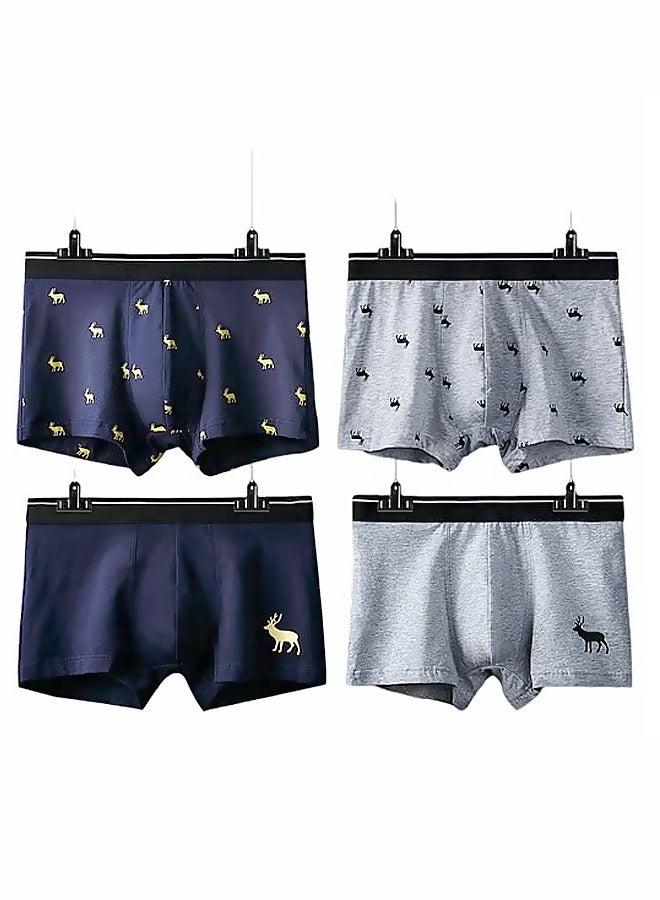 Set of 4 Men's 95% Cotton Shorts Breathable Soft Underwear Summer High Stretch Seamless Underwear - Image 1