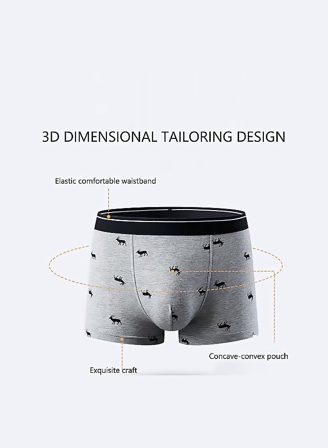 Set of 4 Men's 95% Cotton Shorts Breathable Soft Underwear Summer High Stretch Seamless Underwear - Image 2
