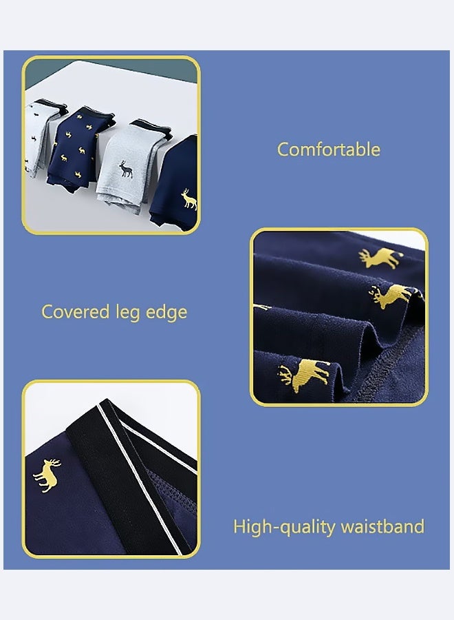 Set of 4 Men's 95% Cotton Shorts Breathable Soft Underwear Summer High Stretch Seamless Underwear - Image 5