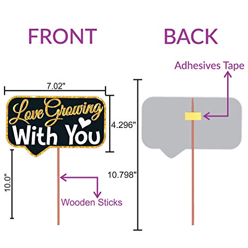 Wobbox 25th Anniversary Photo Booth Party Props DIY Kit, Golden Gliter & Black, Anniversary Party Decoration - Image 3