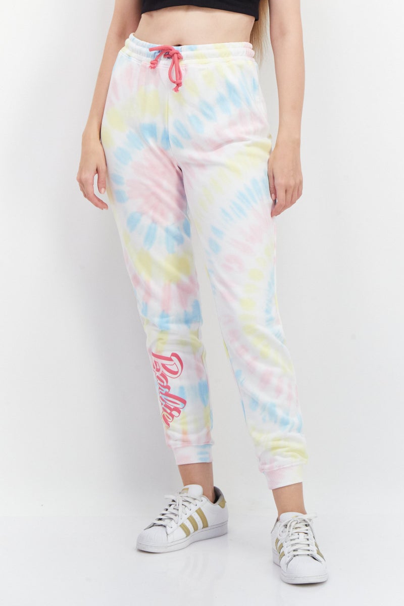 Barbie Women Tie-dye Side Pocket Jogger Pants, Pink Combo - Image 1