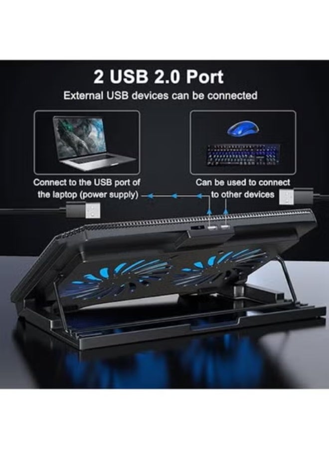 Laptop Cooling Pad Stand – Dual LED Fans, USB Powered, Supports Up to 17 Inch Laptops - Image 2