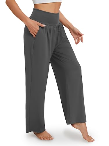 Gracyoga Wide Leg Yoga Pants for Women Casual Loose Cozy Sweatpants High Waisted Lounge Pajama Flowy Pants With Pockets - Image 3