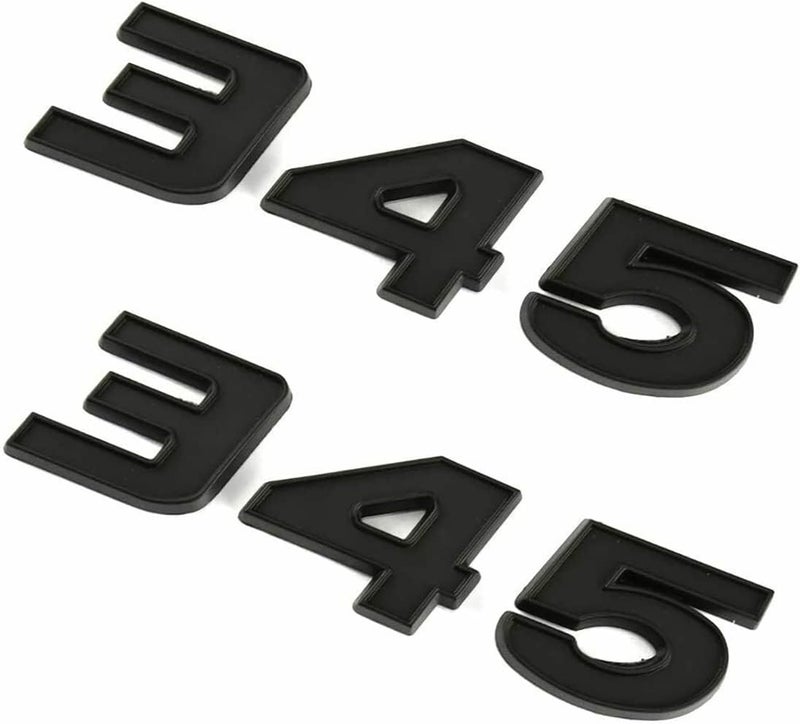 2X 345 Car Emblem 3D Badge Letter Sticker Replacement for 345 Full Matte Black - Image 1