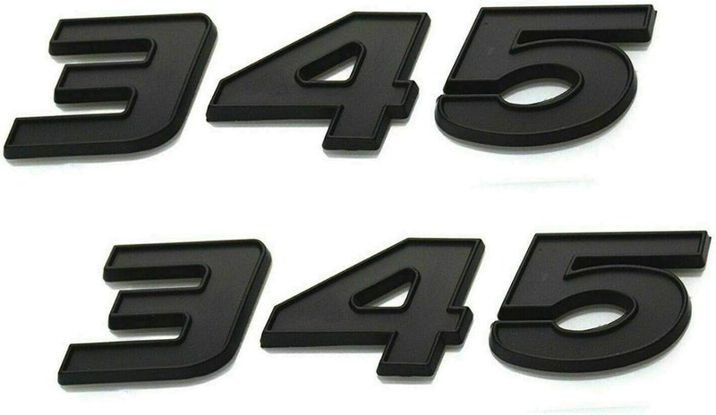 2X 345 Car Emblem 3D Badge Letter Sticker Replacement for 345 Full Matte Black - Image 2
