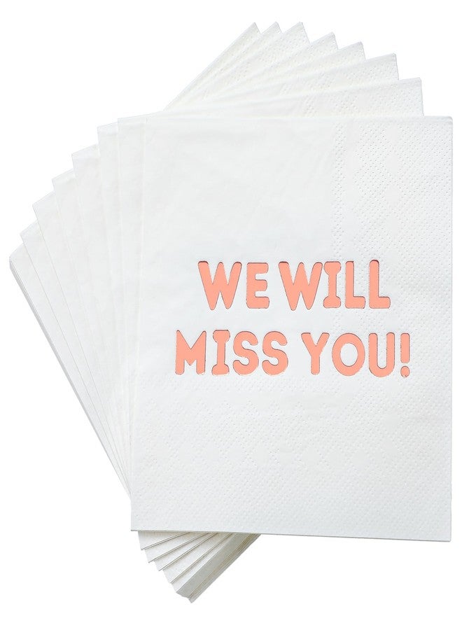 Marspark 50 Pack We Will Miss You Cocktail Napkins Farewell Party Decorations Rose Gold Napkins Retirement Party Decorations for Going Away Farewell Retirement Graduation Ornament - Image 1