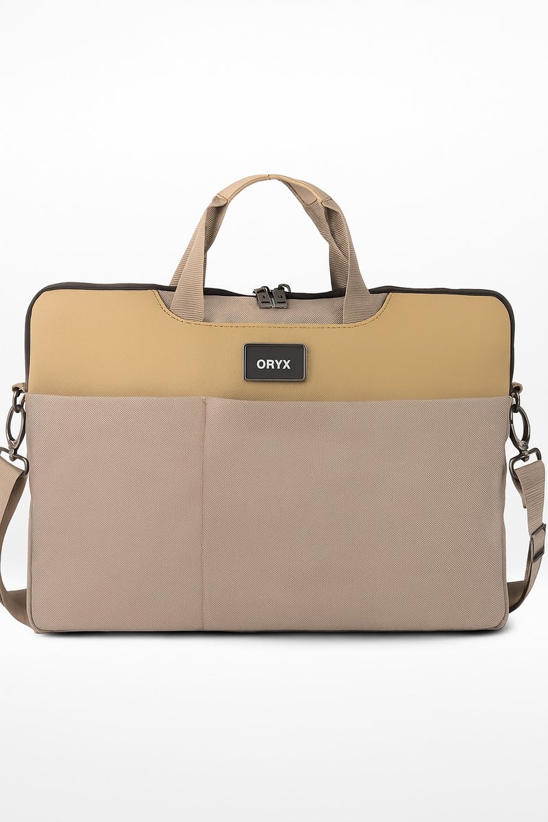 ORYX O-LapClassy Sleek Laptop Bag Minimalist Lightweight Work Bag Khaki - Image 1