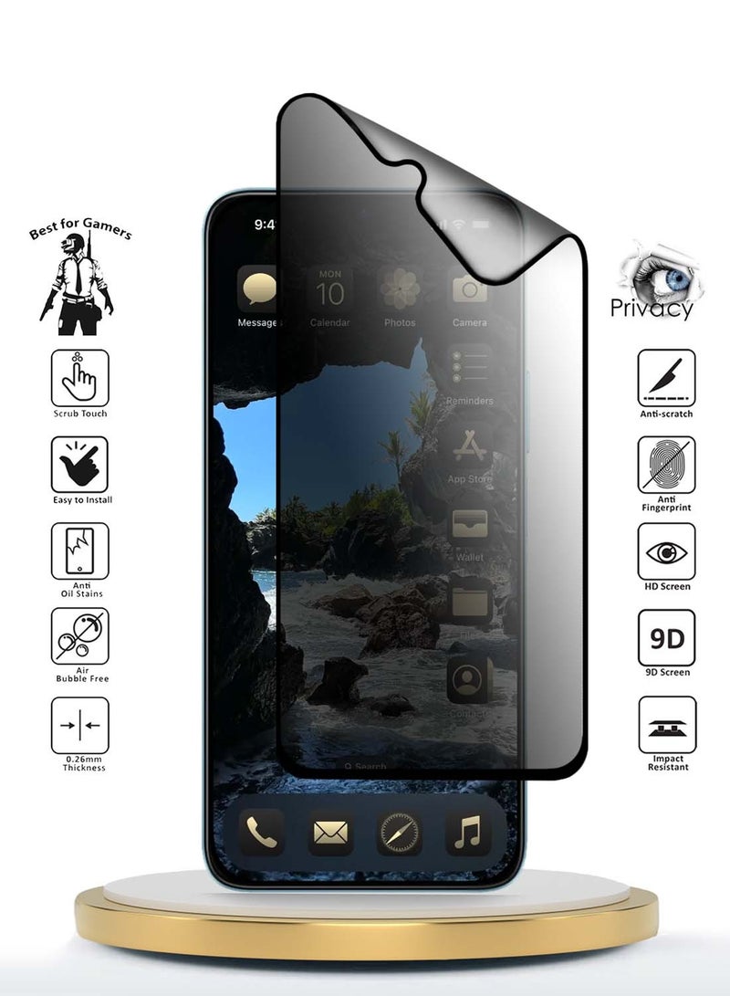 Wtech Xiaomi Poco C75 4G 2024 Nano Ceramic Privacy Full Glue Full Cover Matte Flexible Screen Protector - Clear/Black - Image 2