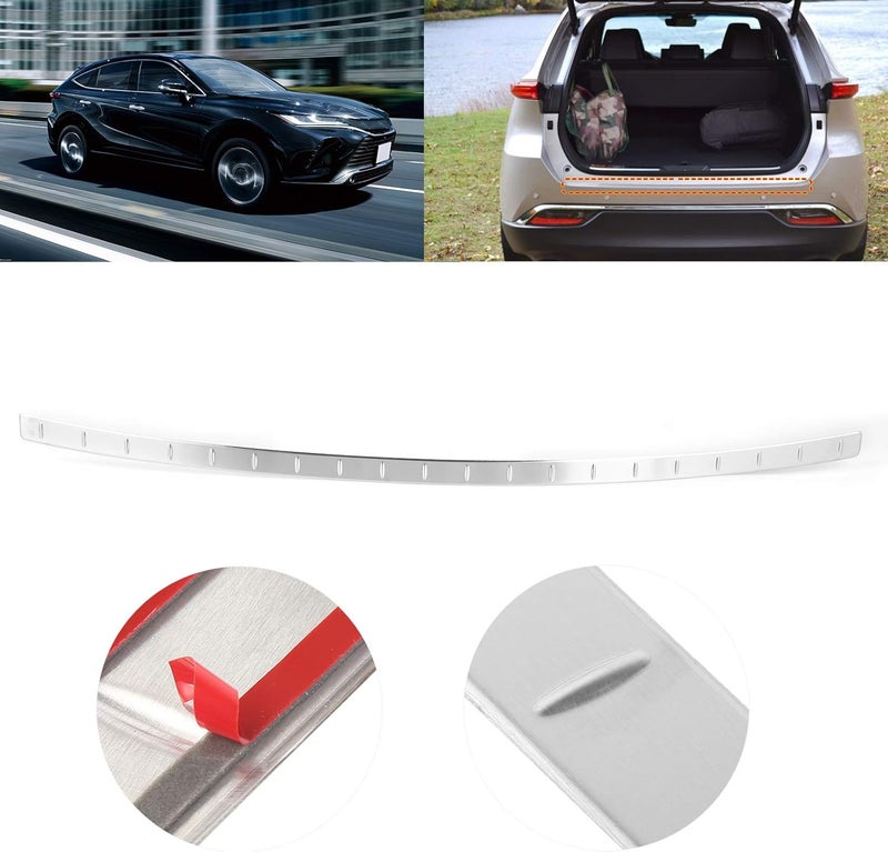 woobles Rear Sill Plate Guard Cover Trim, Rear Bumper Trunk Sill Plate Guard Stainless Steel Protector Fit for Harrier Venza XU80 2020 2021 (Silver Titanium) - Image 2