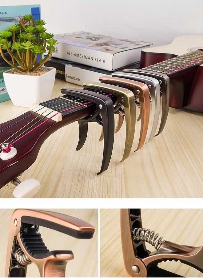 Guitar Capo, Guitar Accessories Trigger Capo Clip with 5pcs Guitar Picks for Acoustic and Electric Guitars,Ukulele (1pack) - Image 4