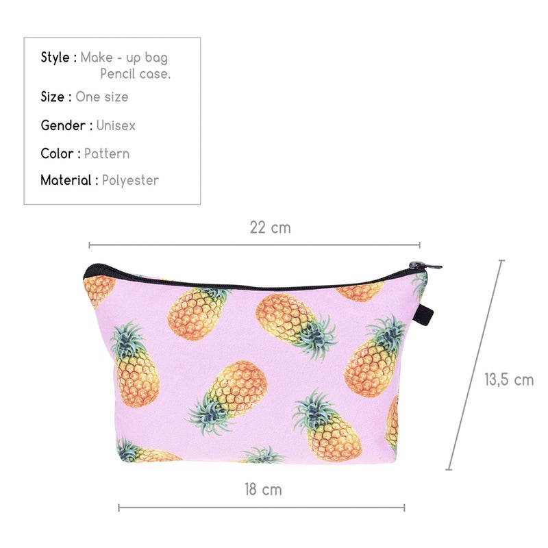 Pineapple Printed Cosmetic Bags Portable Makeup Pouch Cosmetics Toiletries Storage Bag Organizer for Women Female - Image 2