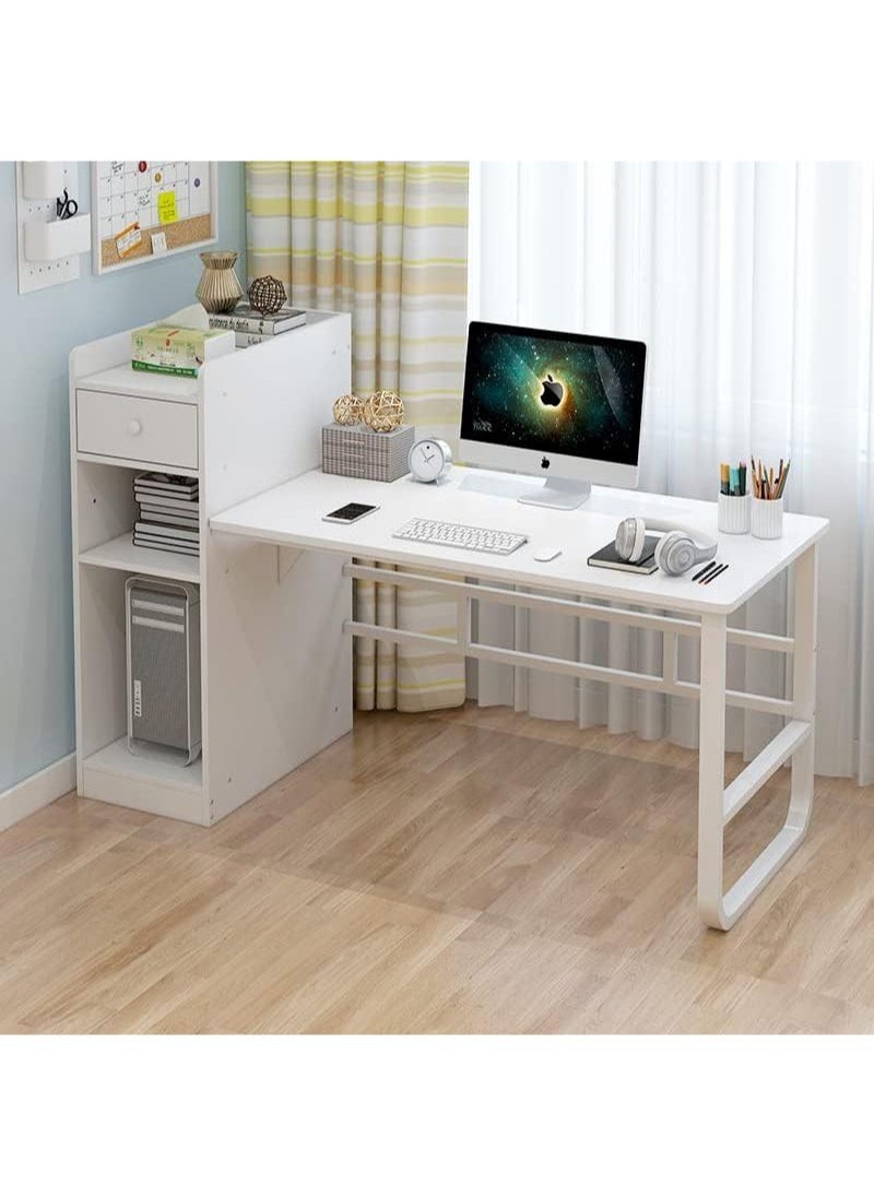 AGD Computer Table With Adjustable Side Cabinet Suitable For Studying Writing and Game White  - Image 2