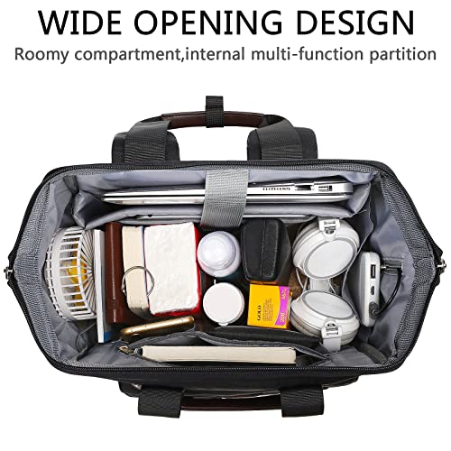 FALANKO Laptop Backpack For Women, Work Doctor Teacher Nurse Wide Open Bookbags 17.3 Inch Laptops Backpack with RFID, Water Resistant Computer Backpack for Men Women Black - Image 3