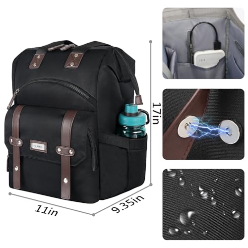 FALANKO Laptop Backpack For Women, Work Doctor Teacher Nurse Wide Open Bookbags 17.3 Inch Laptops Backpack with RFID, Water Resistant Computer Backpack for Men Women Black - Image 5