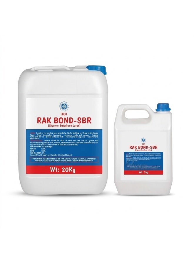 SBR-301 Bonding Agent & Waterproofing Admixture 20KG | Latex-Based Concrete Additive for Strong Adhesion, Crack Resistance & Waterproofing | For Plaster, Mortar & Concrete Repair Work