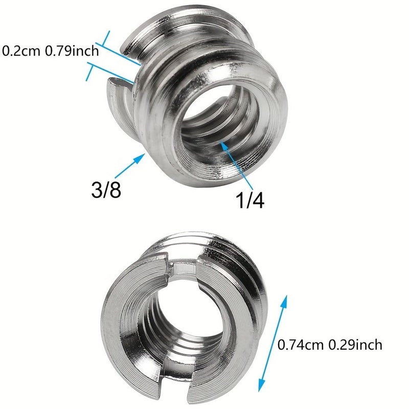 1 4 Inch 20 Female To 3 8 Inch 16 Male Tripod Thread Adapter Stainless Steel Standard Screw Converter For DSLR Camera Monopod Stand 1pc - Image 4