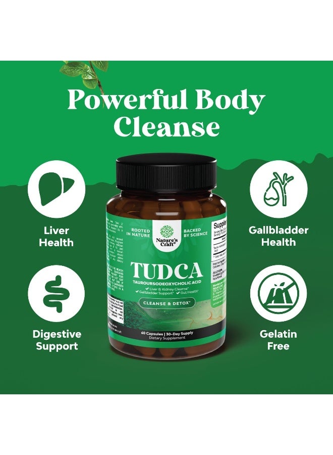 Natures Craft Advanced TUDCA Liver Support Supplement - Extra Strength TUDCA 500mg Bile Salts for Gallbladder Liver and Kidney Support - Liver and Gallbladder Cleanse Tauro Ursodeoxycholic Acid TUDCA Supplement - Image 3