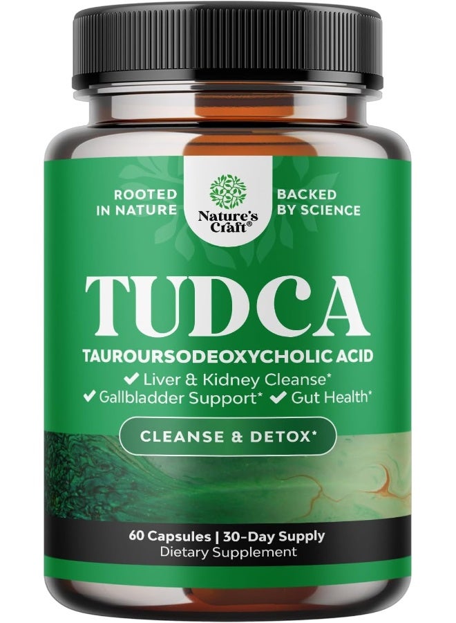 Natures Craft Advanced TUDCA Liver Support Supplement - Extra Strength TUDCA 500mg Bile Salts for Gallbladder Liver and Kidney Support - Liver and Gallbladder Cleanse Tauro Ursodeoxycholic Acid TUDCA Supplement - Image 1