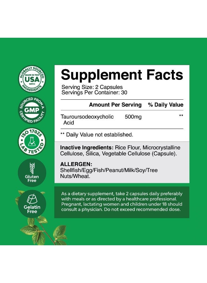 Natures Craft Advanced TUDCA Liver Support Supplement - Extra Strength TUDCA 500mg Bile Salts for Gallbladder Liver and Kidney Support - Liver and Gallbladder Cleanse Tauro Ursodeoxycholic Acid TUDCA Supplement - Image 2