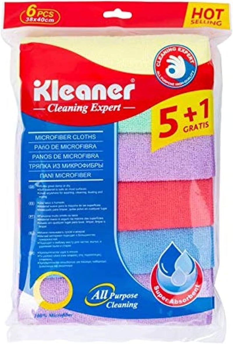 Kleaner Microfiber Cloth Cleaning Household (Pack of 6) 32.3 x 22.5 x 6.4 cm - Image 1