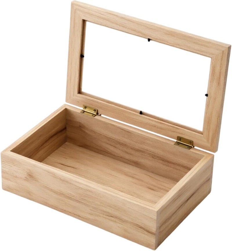 Large Wooden Keepsake Box, Pine Wood Memory Organizer with Photo Frame, Hinged Lid Decorative Storage, Unpainted Wood Color, 11.8 X 7.9 X 2.8 in / 30 X 20 X 7 Cm - Image 1