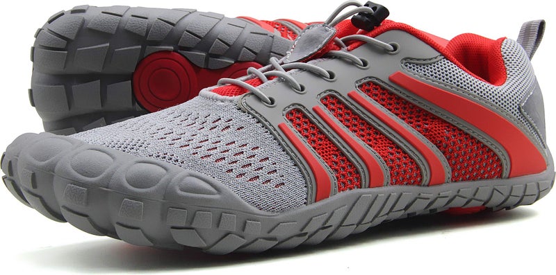 Oranginer Men's Minimalist Runner Slip-on Cross Trainer Shoes Men Gray/Red Size 12 - Image 1
