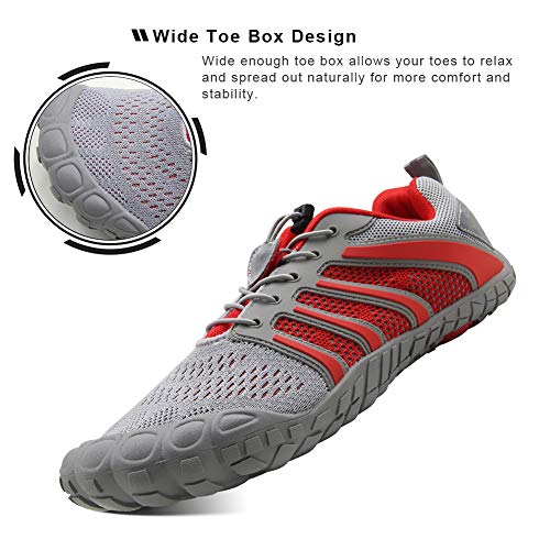 Oranginer Men's Minimalist Runner Slip-on Cross Trainer Shoes Men Gray/Red Size 12 - Image 3