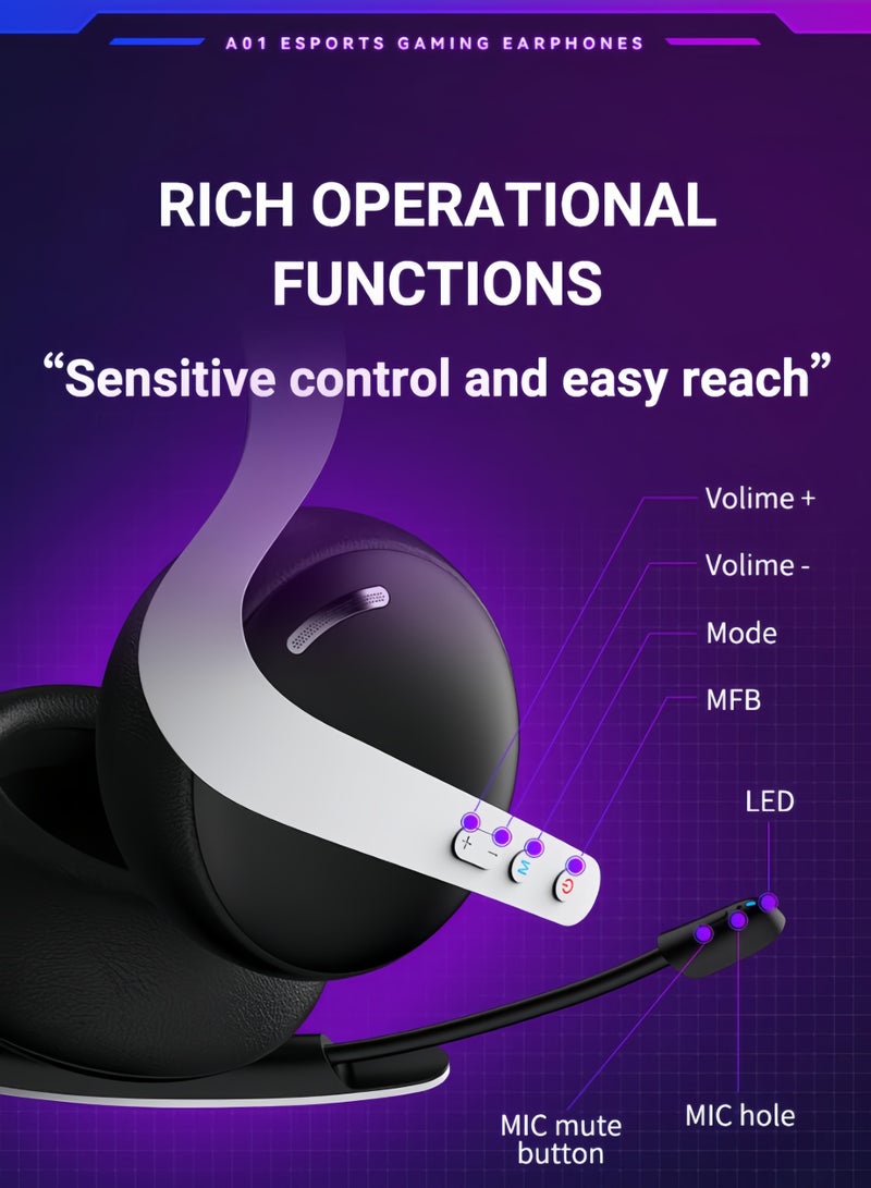 Picun 2.4G Wireless Gaming Headset 7.1 Surround Sound 2.4GHz USB Gaming Headphones Bluetooth ENC Noise Canceling Mic, Bluetooth Headset for PC PS5 PS4 Mac Switch - Image 5