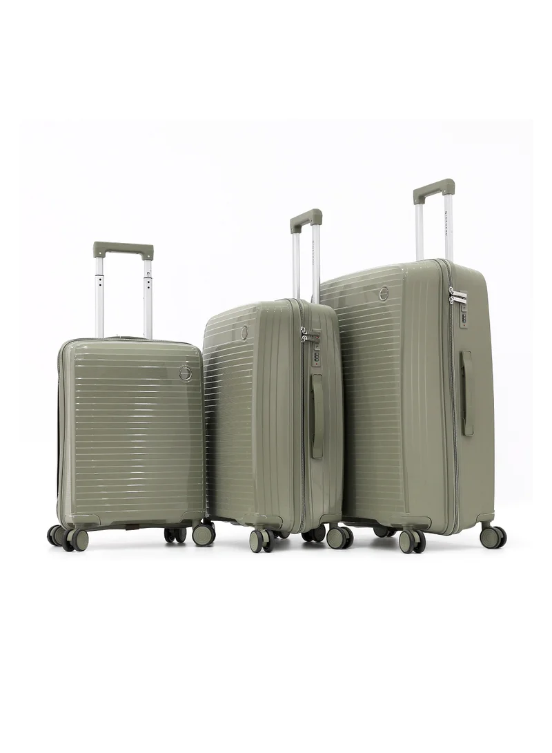 جيوردانو طقم حقائب سفر صلبة غير قابلة للكسر بـ  عجلات من البولي بروبلين متعدد الطبقات  قطع، ، ،  بوصة زيتوني