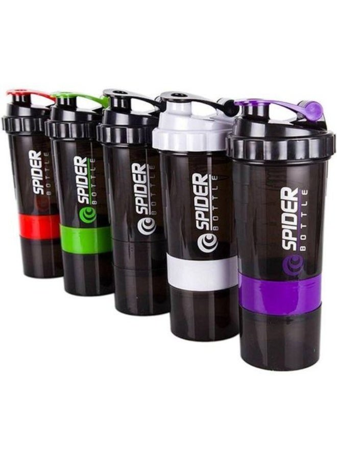 SPIDER BOTTLE UFIT Protein Shaker Bottle - Sports Water Bottle - Non Slip 3 Layer Twist Off 3oz Cups with Pill Tray - Leak Proof Shake Bottle Mixer- Protein Powder 16 oz Shake Cup with Storage (Multi-Color) - Image 1