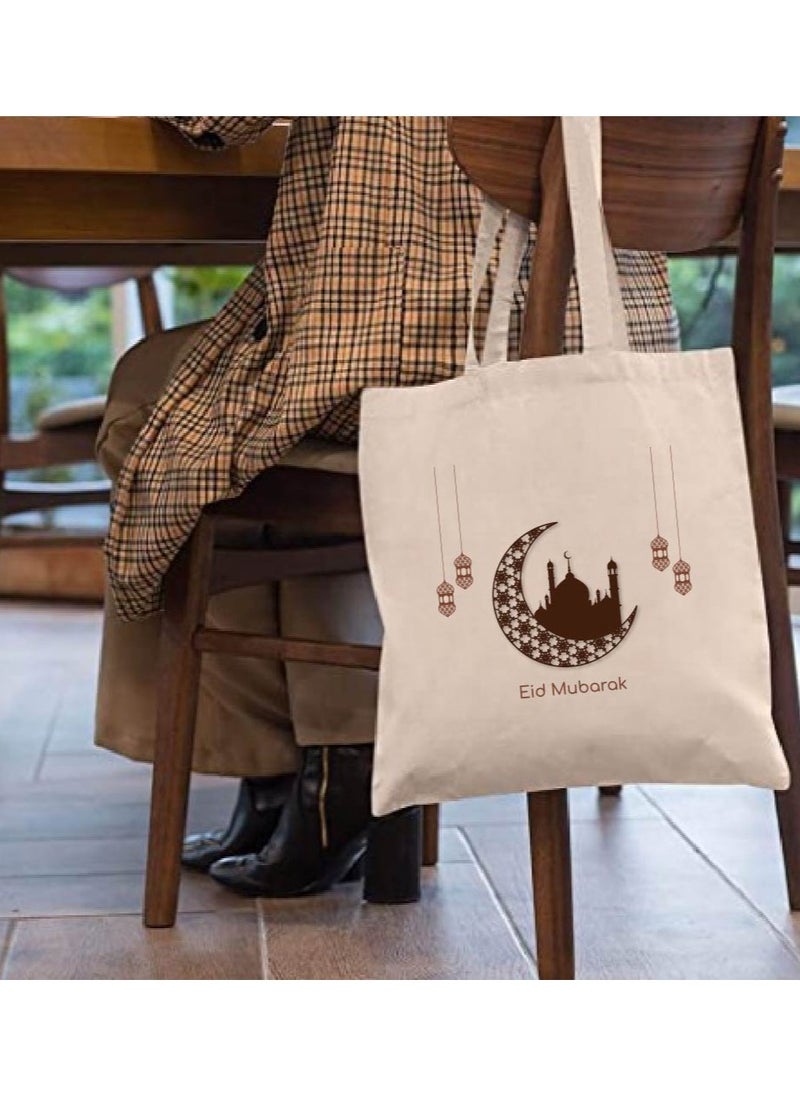 PRINTSHOP4ME - Eid Cotton Shopper Bag - Reusable and Eco-Friendly Canvas Tote Bag for Women - Gift for Eid - Perfect for Shopping and Everyday Use - Celebrate Eid in Style - Image 1