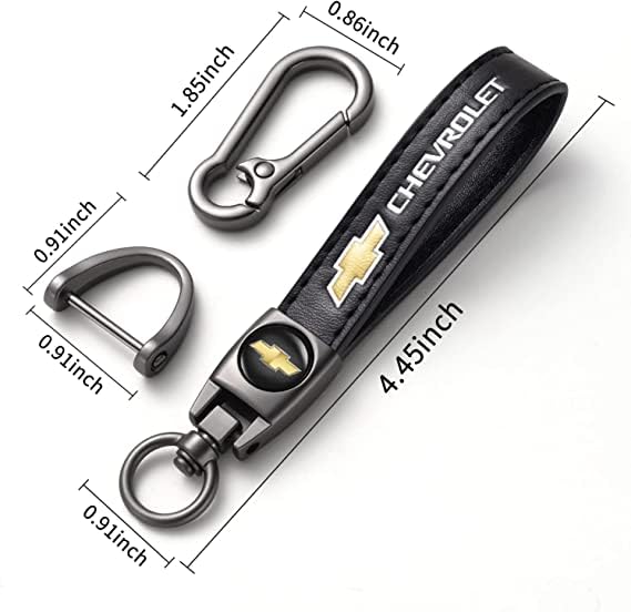 BFIVEANTE leather car keychain set for Chevrolet men and women family present keychain key ring lanyard accessories (black) - Image 2