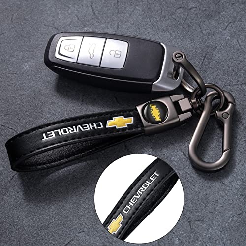 BFIVEANTE leather car keychain set for Chevrolet men and women family present keychain key ring lanyard accessories (black) - Image 4