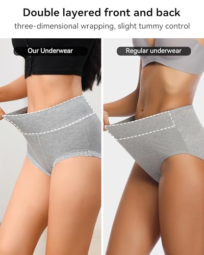 OPIBOO Tummy Control Cotton Underwear Women Stretch Comfortable High Waisted Postpartum Panties Ladies Soft Breathable Full Coverage Briefs Packs - Image 2