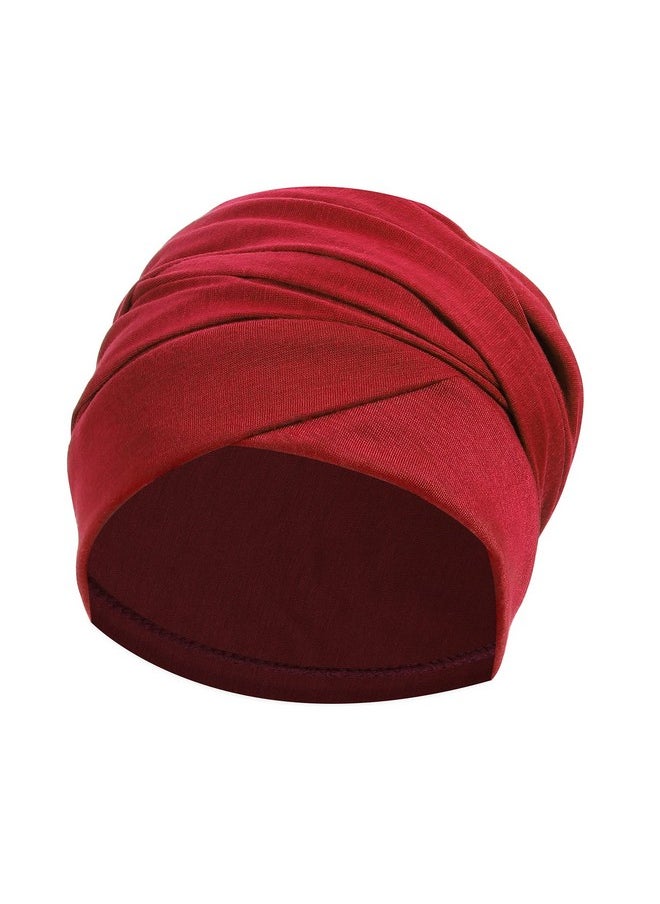 Ever Fairy - Turban Head Wrap Scarf,African Women' Soft Long Scarf Shawl Hair Bohemian Headwrap Stretch Headband Tie (Wine Red) - Image 1