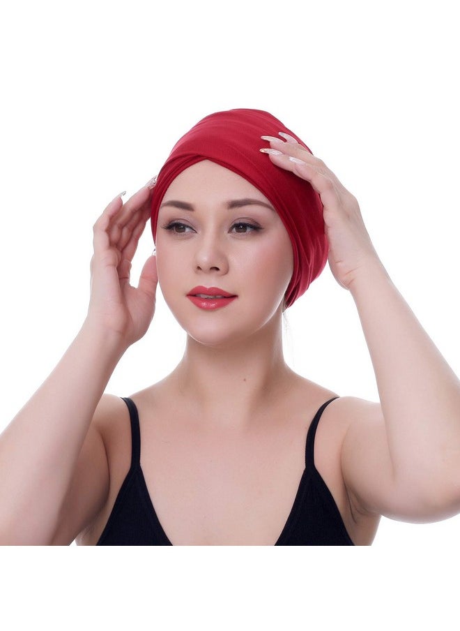 Ever Fairy - Turban Head Wrap Scarf,African Women' Soft Long Scarf Shawl Hair Bohemian Headwrap Stretch Headband Tie (Wine Red) - Image 1