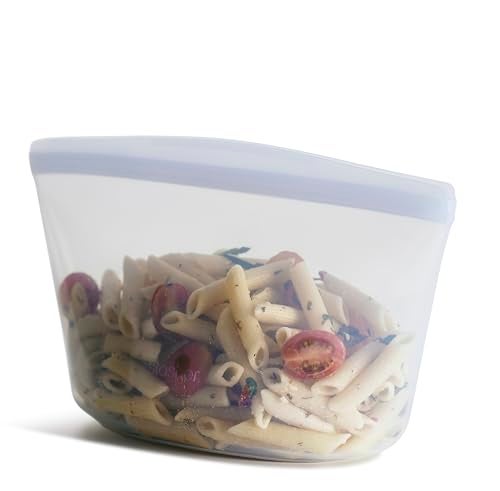 Stasher Premium Silicone Reusable Food Storage Bowl Clear Microwave Sous Vide Dishwasher Oven and Freezer Safe BPA Free Leakfree Ecofriendly 6Cup Bowl