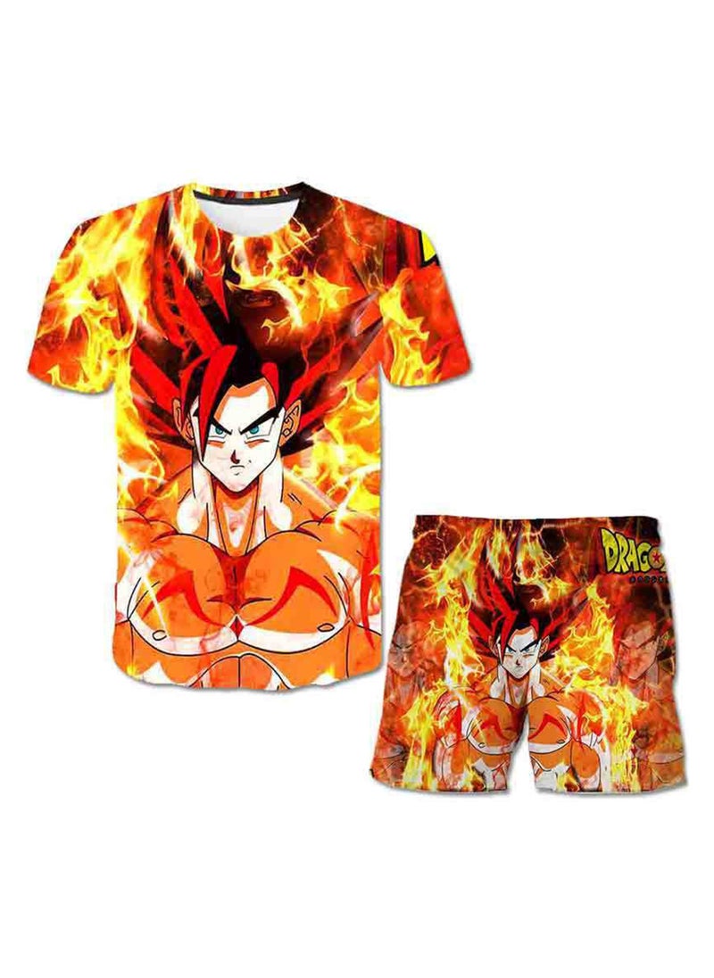 KUYING New casual Suit Dragon Ball printed T-shirt And Shorts Set  - Image 1