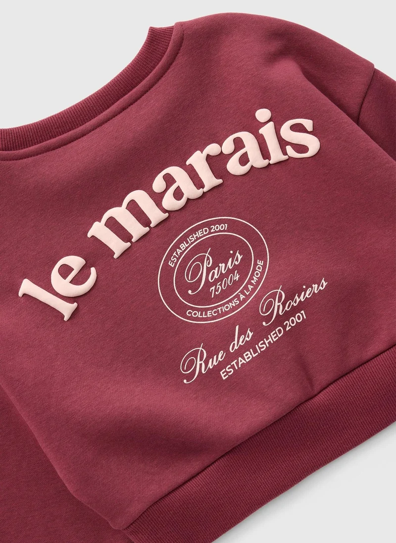 ماتلان Girls Burgundy Le Marais Co Ord Sweatshirt